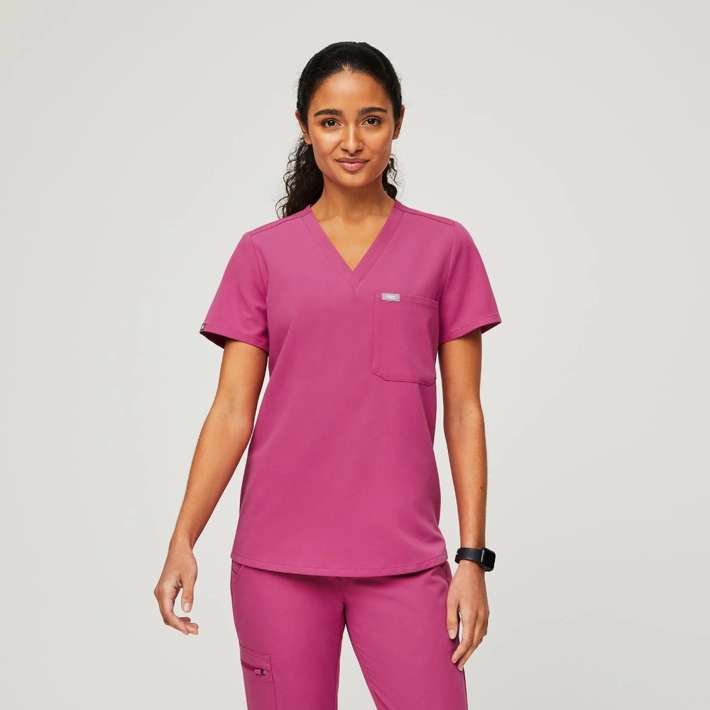 Figs Electric Orchid One-Pocket Scrub Top S